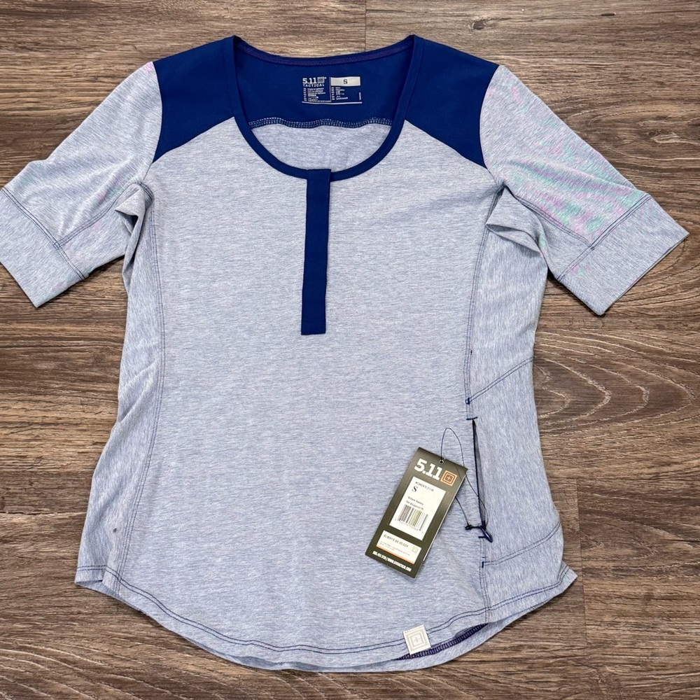 5.11 Tactical Willow Henley‎ Shirt Womens Small Blueprint Heather Blue 31146 NWT